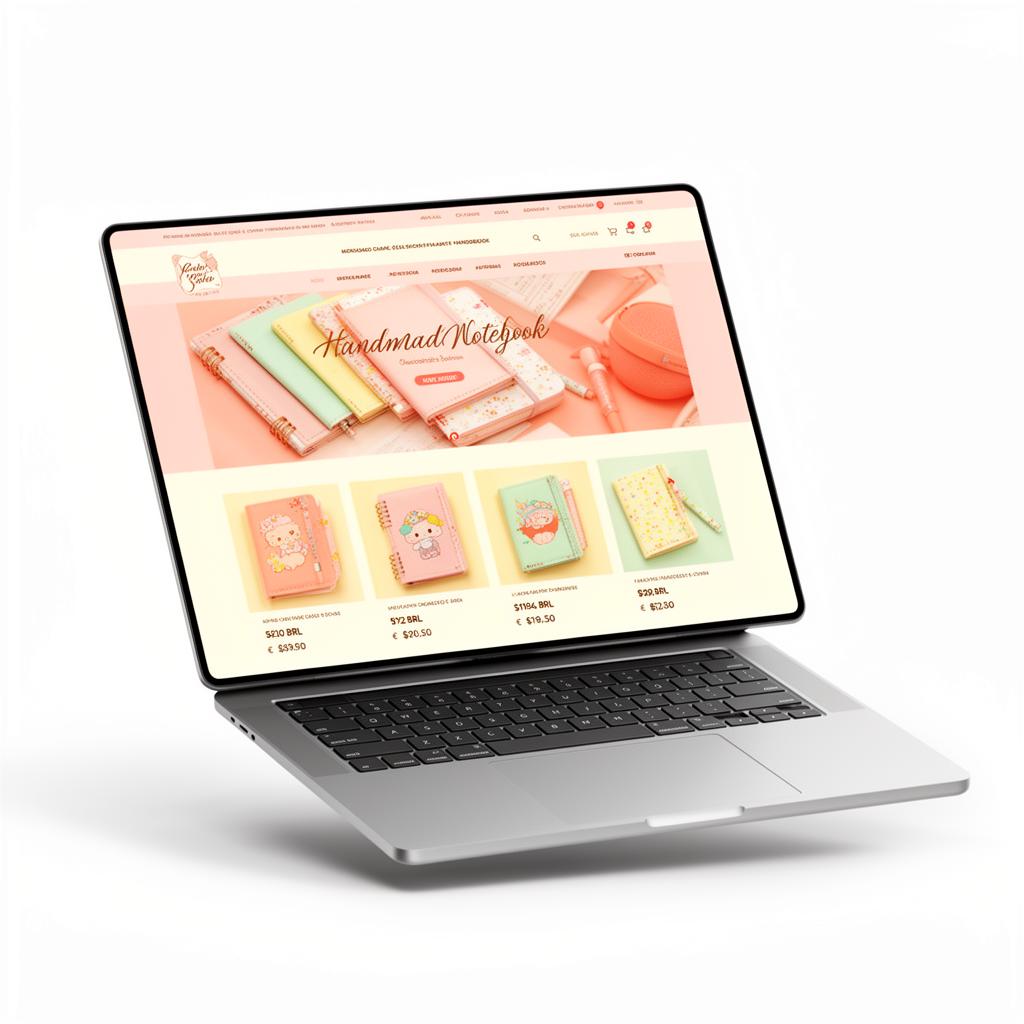 Mockup de loja virtual em laptop